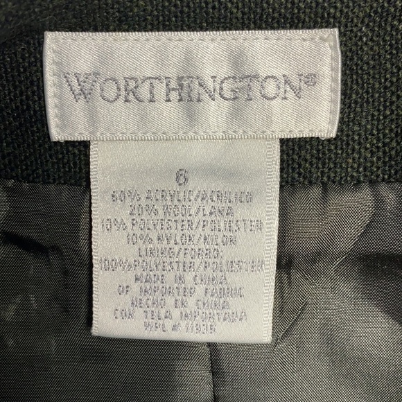 Vintage Worthington Long Green Wrap Tassel Striped Wool Blend Skirt Size 6 - Picture 6 of 6